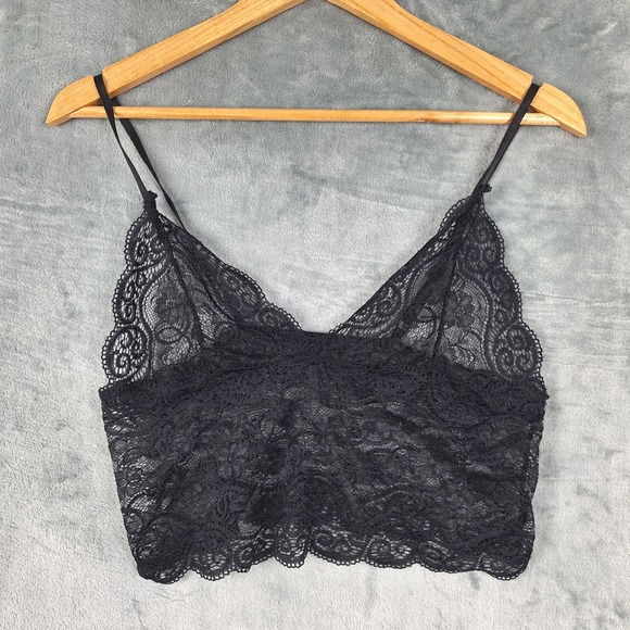 Tops - Womens Top Small Black Floral Lace Sheer Babydoll Y2K Fairy Grunge Coquette Crop